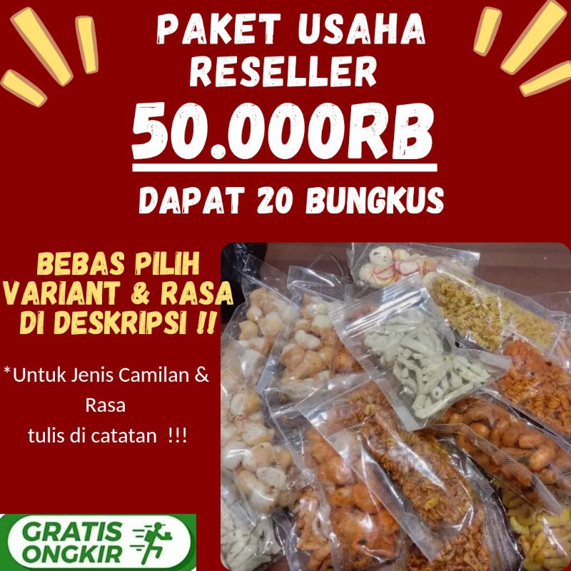 

Snack Murah 50K – Paket Usaha Reseller 20pcs Basreng, Makaroni, Cemilan Kekinian