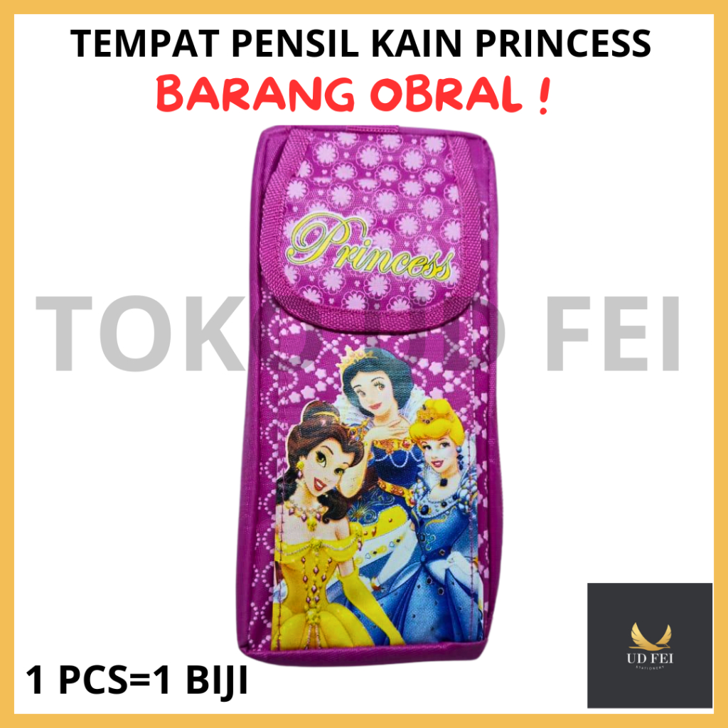 

(OBRAL / 1PCS= 1 BIJI-- MOTIF PRINCESS) Tempat pensil kain/ tempat pensil PRINCESS/ tempat pensil pink/ tepak kain murah
