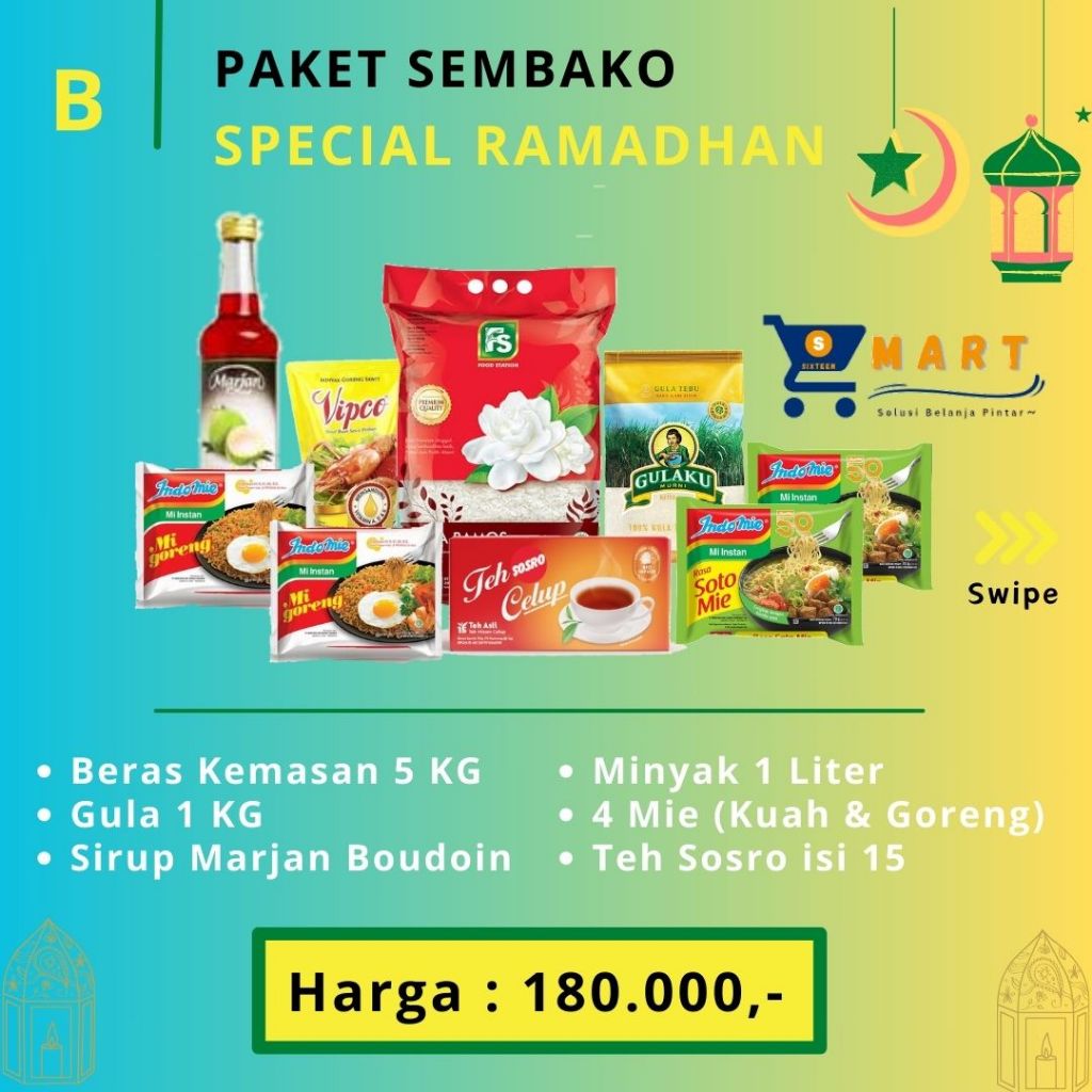 

Paket Sembako Ramadhan B / Paket Sembako Murah 180 Ribuan