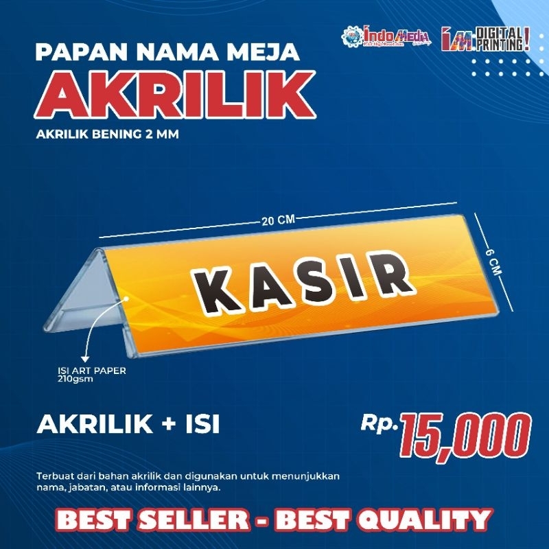 

akrilik meja kasir tebal 2 mm model segitiga merek marga cipta - akrilik mohon antri - akrilik sign - akrilik kasir - akrilik nama