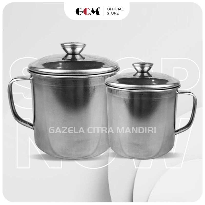 Mug Stainless Steel Tutup Gagang 10 cm Nagako Tebal Cangkir Kopi Jadul Tahan Panas dingin