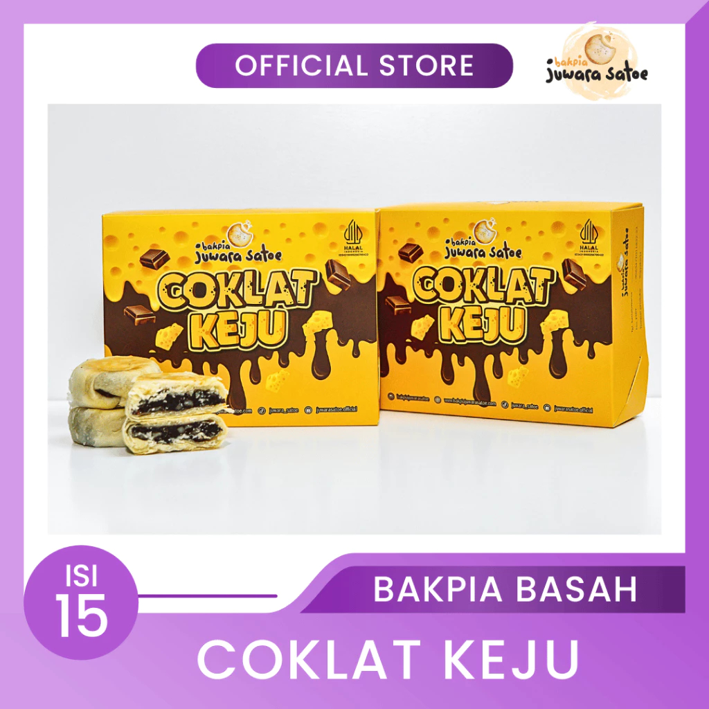 

BAKPIA JUWARA SATOE Bakpia Basah Coklat Keju isi 15 Pcs - Oleh Oleh Khas Jogja