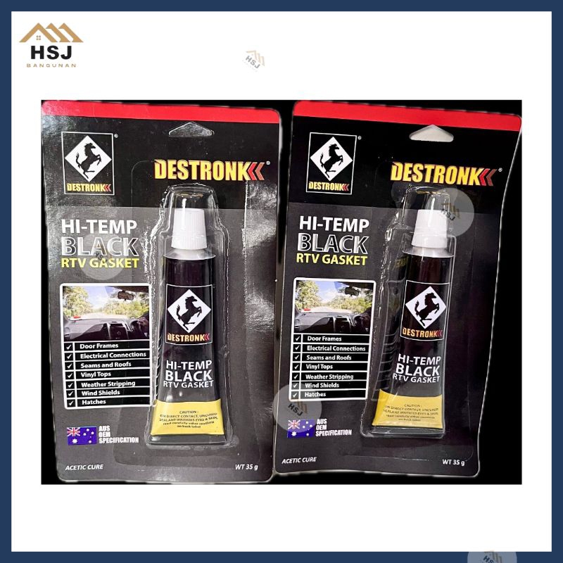 Lem Autosealer hitam DESTRONK HI TEMPT Black - Lem Karet Fleksibel Besi Kaca Mobil Sepeda Plastik Ke