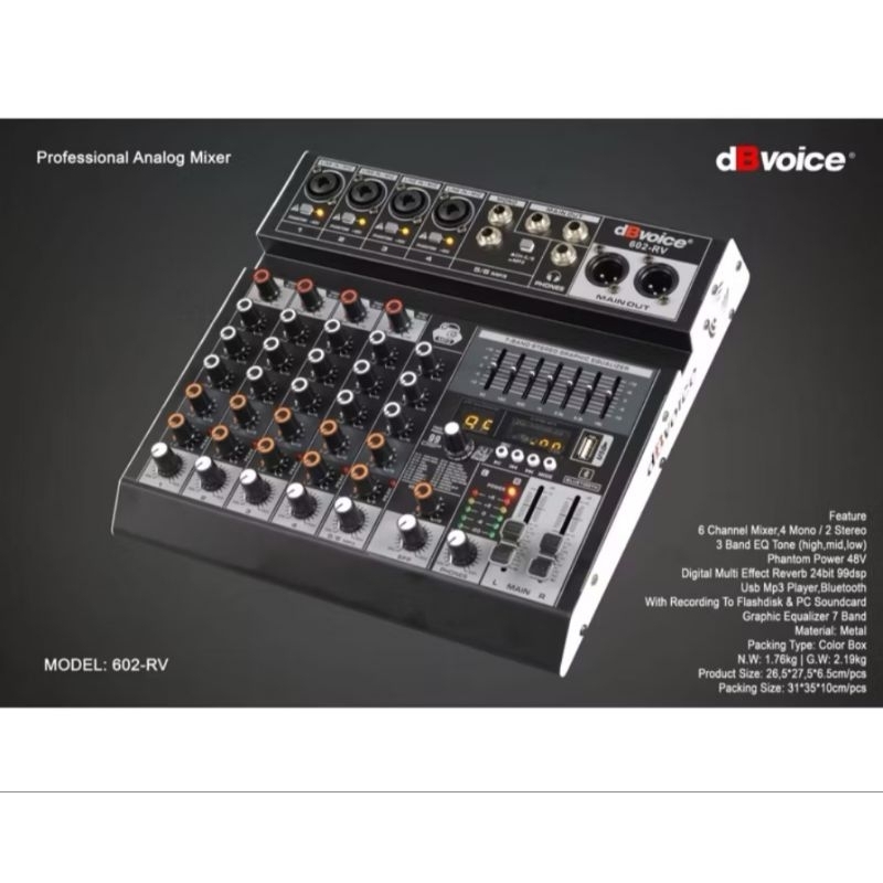 mixer db voice 602-RV 6 chanel original
