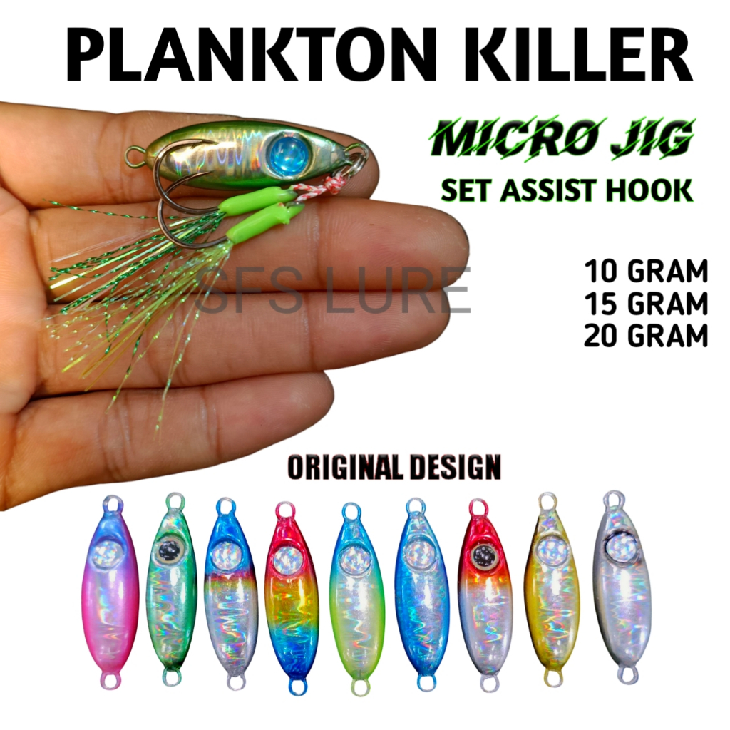 Micro jig plankton set assist hook micro jig 10g/15g/20gram killer micro jig umpan pancing metal jig