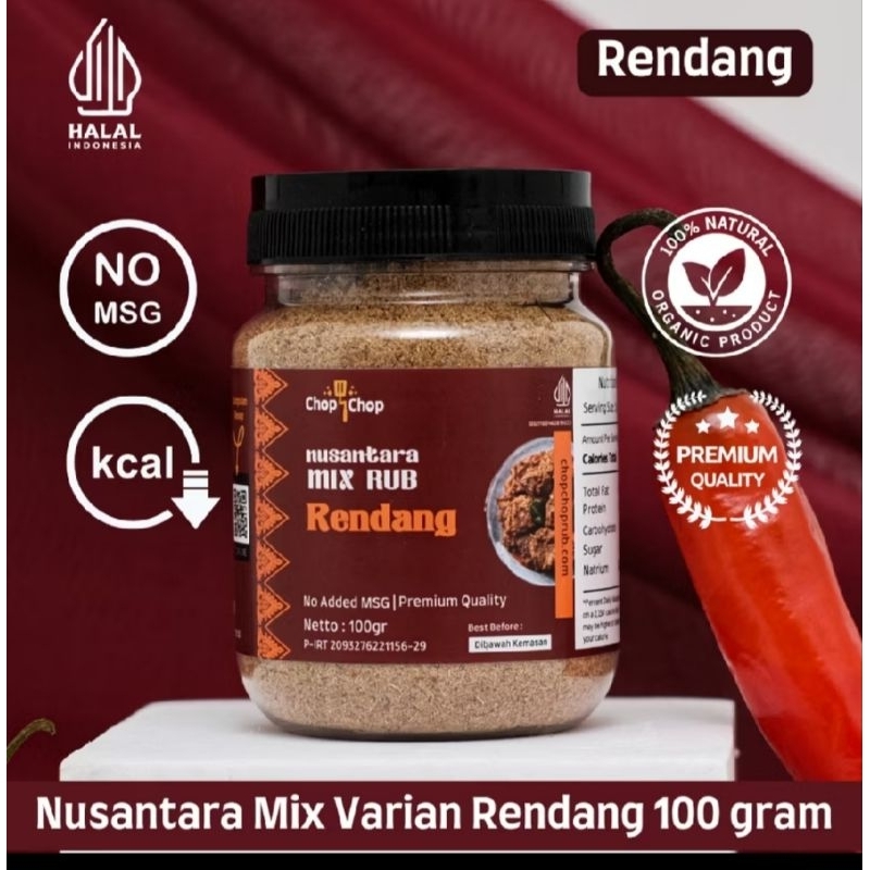 

ChopChop Nusantara Mix Rub RENDANG Bumbu Marinasi Rendah Kalori Diet Serbaguna