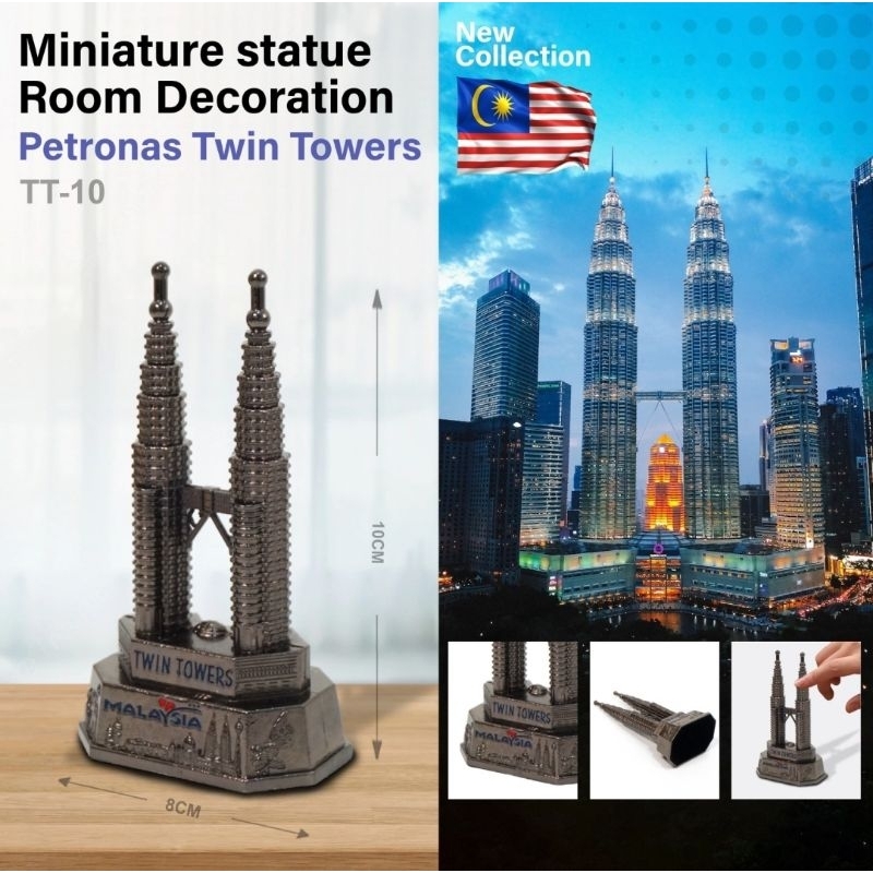 Moonmarket Miniatur Twin Tower Petronas Malaysia 10Cm Souvenir Miniatur Menara Kembar Merchandise