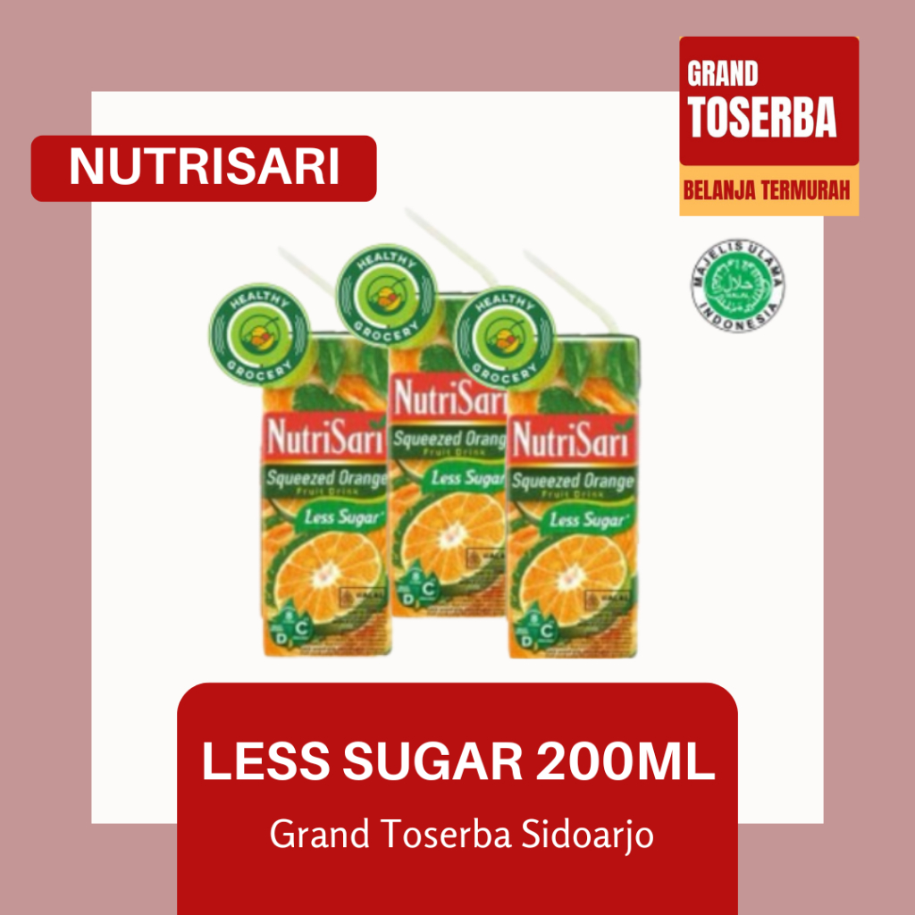 

NUTRISARI LESS SUGAR 200ML / MINUMAN SARI BUAH JERUK PERAS RENDAH GULA / MINUMAN JERUK