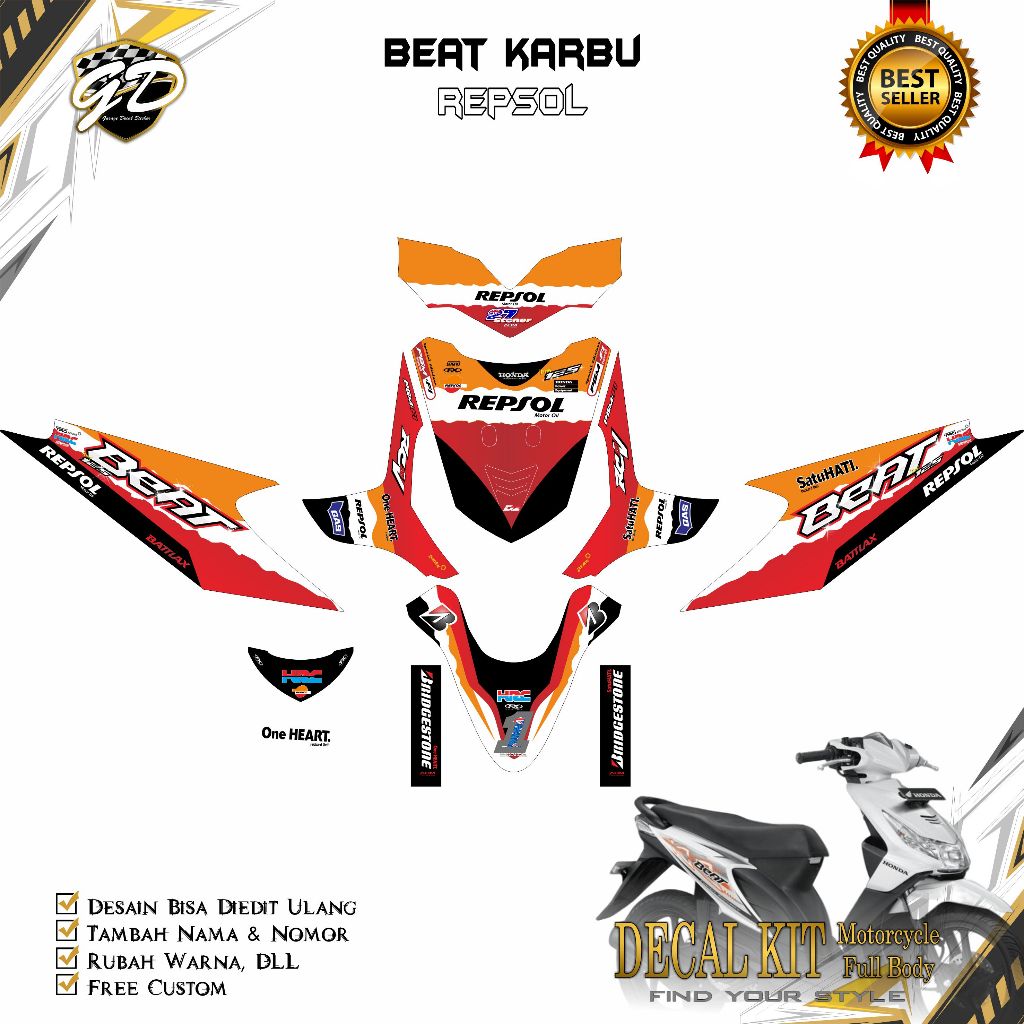 Decal Beat Karbu Full Body Stiker Decal Beat Karbu Full Body 2008 2009 2010 2011 2012 Repsol