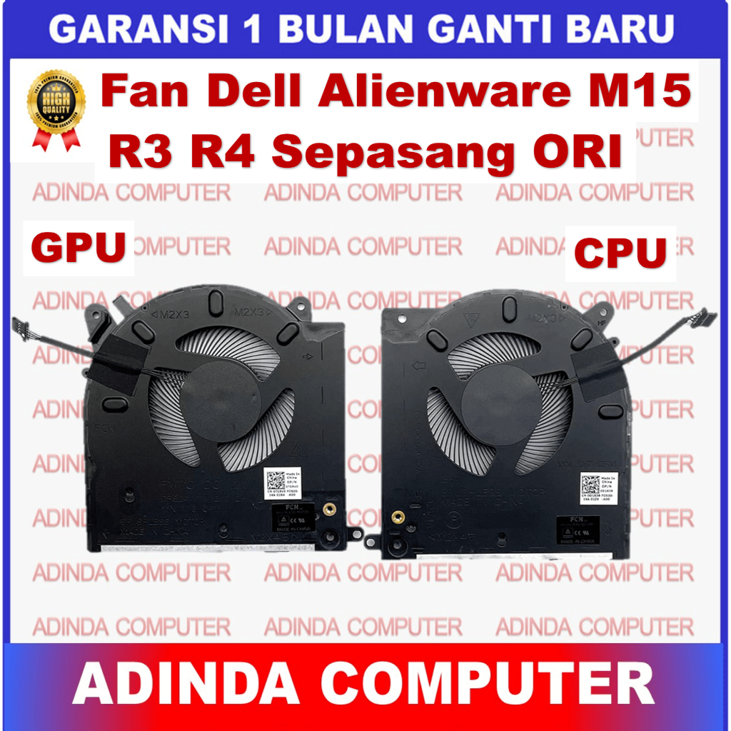 Kipas Fan Dell Alienware M15 R3 R4 RTX 2070 3070 TG9V0 D1X38 FM7C FM7D 0H0YNP H0YNP P87F002 P87F003 