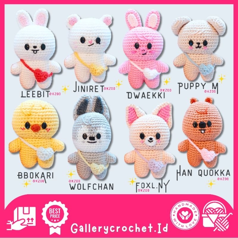 Gantungan kunci rajut skzoo straykidz | keychain amigurumi skzoo straykidz