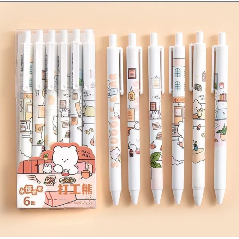 

PULPEN GEL MOTIF isi 6 | Pulpen aesthetic |