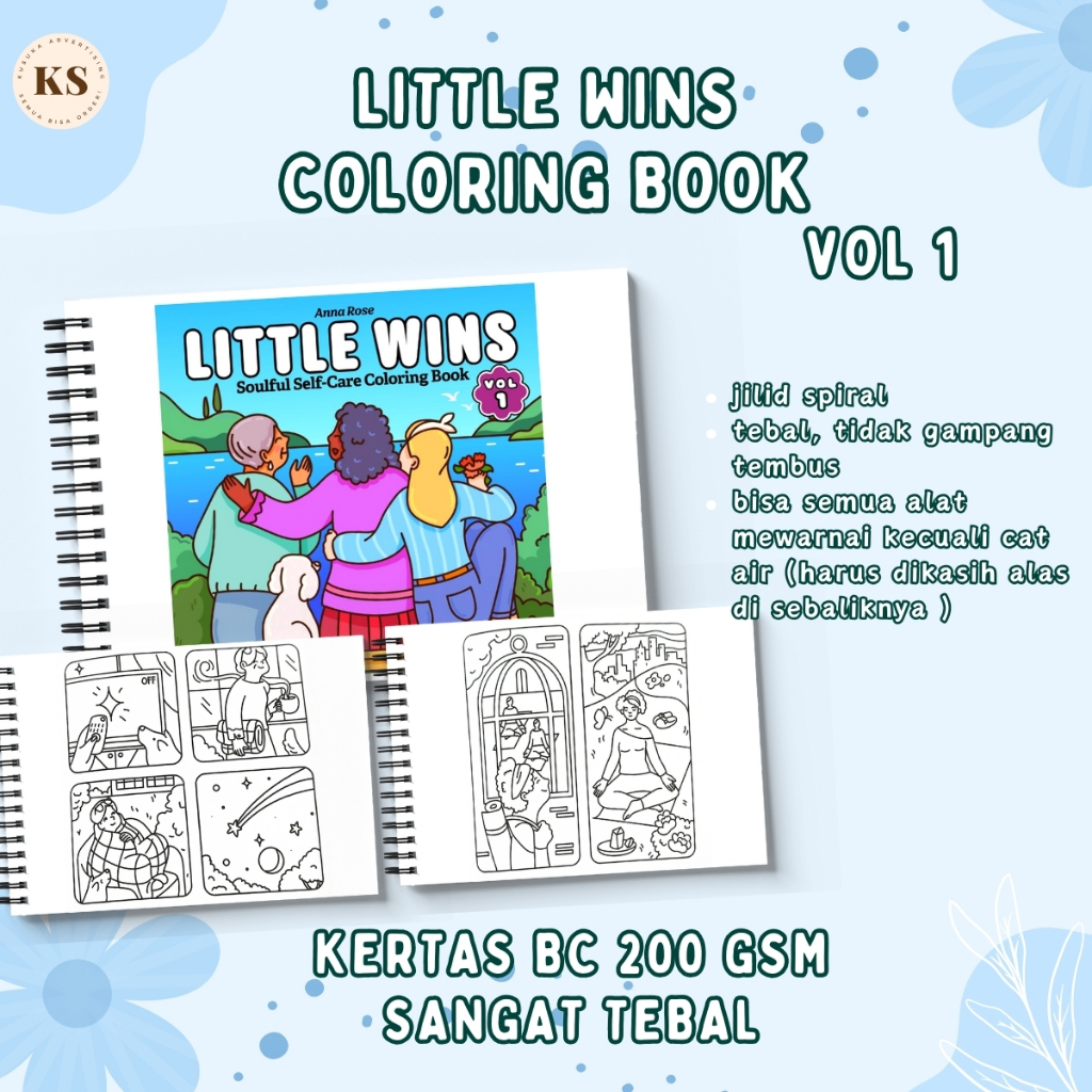 

LITTLE WINS VOL 1 Selfcare Coloring Book Cute Comfy For Adults And Kids Buku Mewarnai Remaja Dewasa