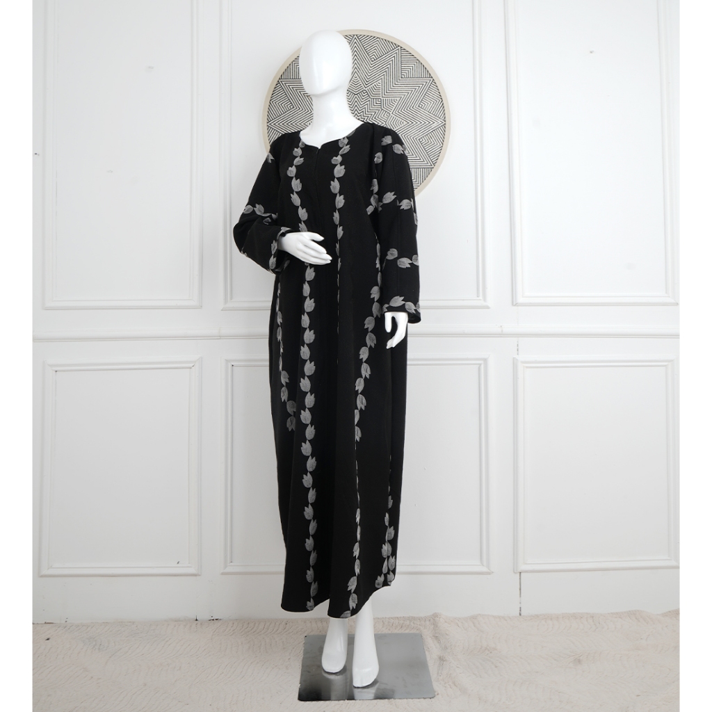 Vulana -  Abaya Jetblack Tenun Spesial Rayya