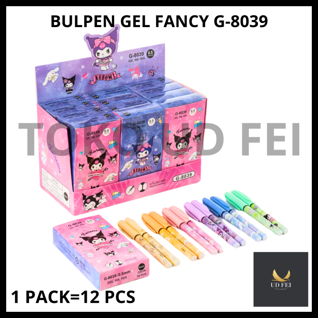 

(1 PACK=12 PCS KODE G-8039) KUROMI GEL INK PEN/ BULPEN GEL FANCY/ BULPEN GEL KARAKTER/ BULPEN FANCY GEL