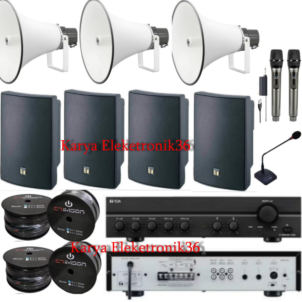PAKET TOA SOUNDSYSTEM MASJID DAN MUSHOLLA AMPLI TOA 240 WATT 4 SPEAKER DALAM 3 CORONG