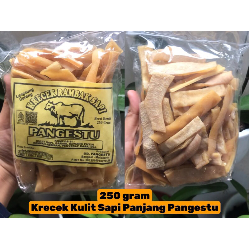 

[250 gr] Krecek Rambak Kulit Sapi Panjang Mentah Pangestu