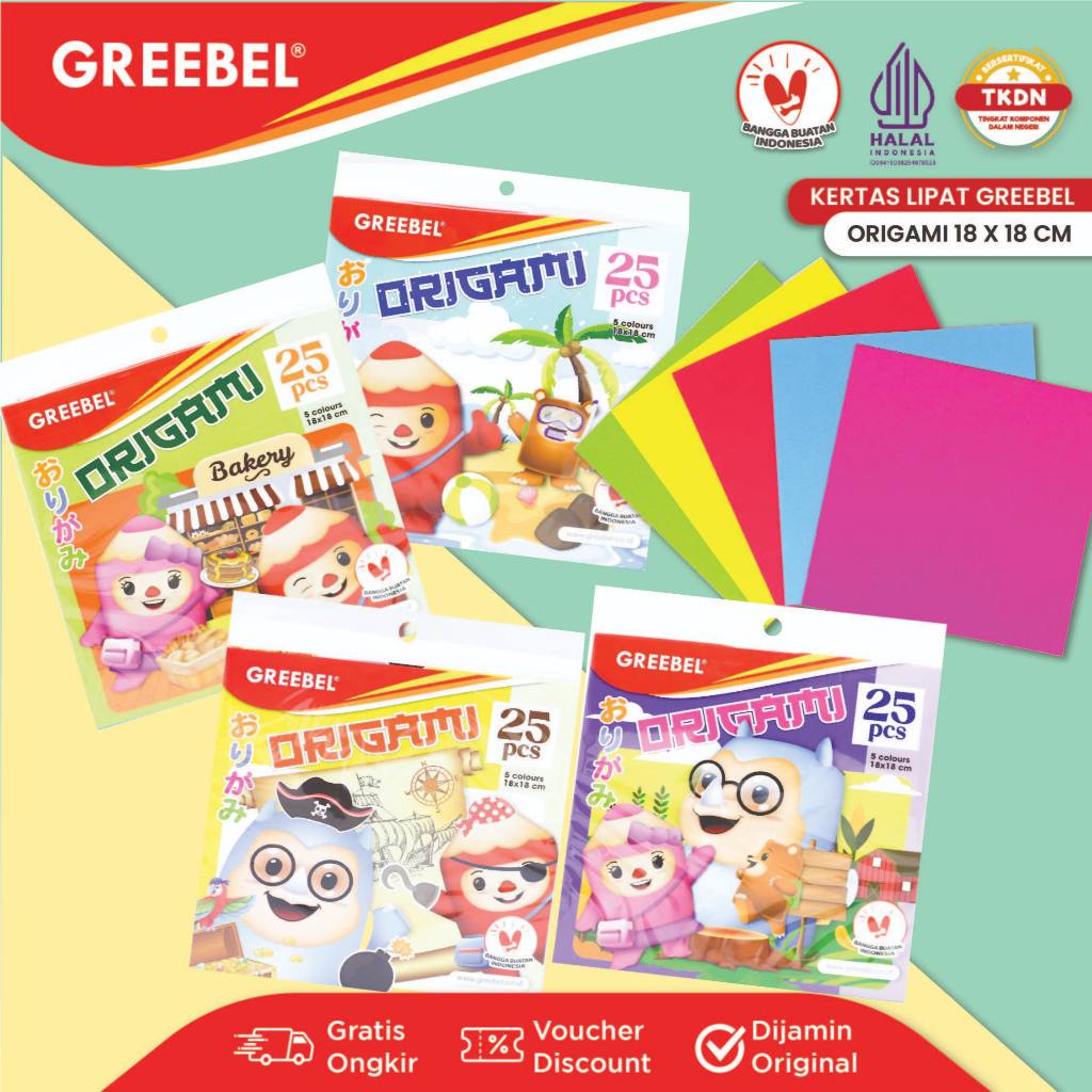 

GREEBEL Kertas Origami 25 Lembar 18X18Cm / Kertas Lipat Paper Craft