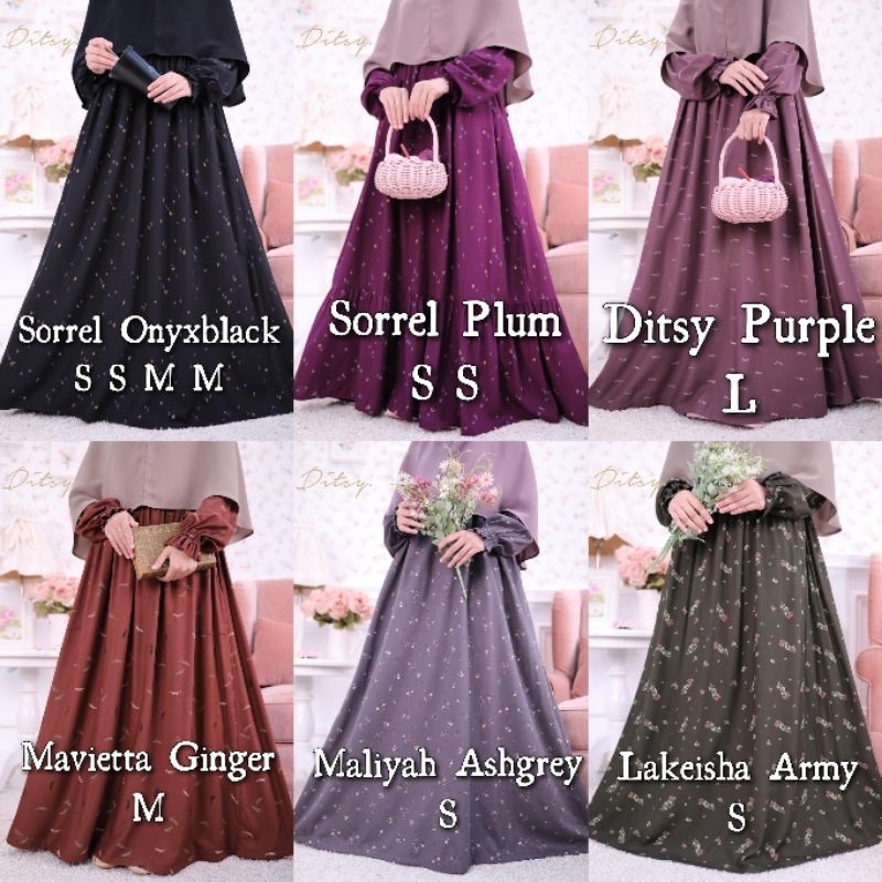 Daster Ditsy / Gamis Ditsy / Gamis Murah / Nightgown by Ditsy - Series Mei 2024 (Sorrel Onyxblack, S