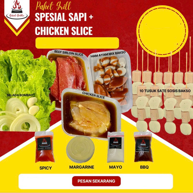 

PAKET SPECIAL SAPI + CHICKEN SLICE (PAKET BBQ || PAKET GRILL)