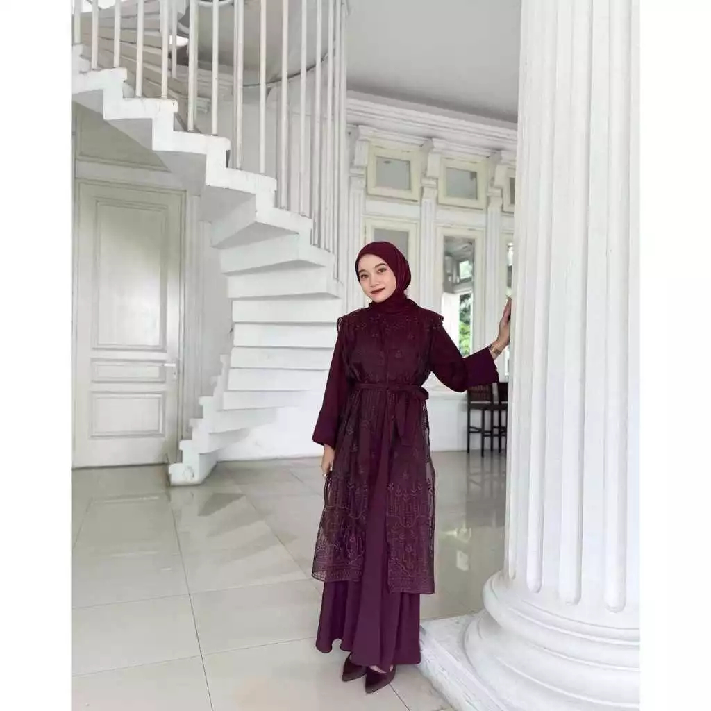 Nasa dress gamis lebaran terbaru bahan syakila mix berukat gaun kerkinian viral size jumbo