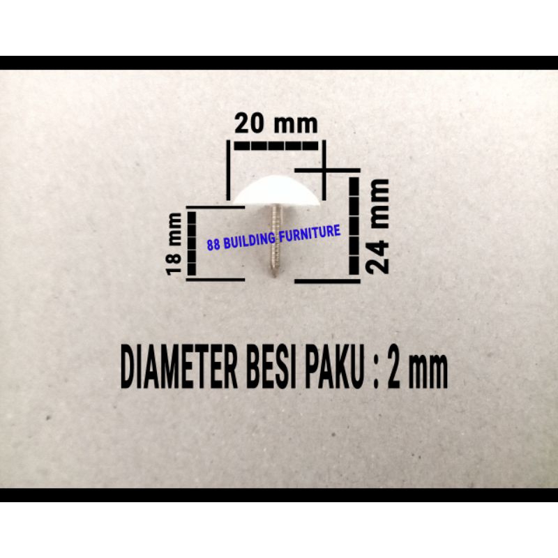 PERBIJI, PAKU ROTAN OVAL RATA DATAR ABS PUTIH HITAM 20 mm (2 cm) / SEKRUP SKRUP PAKU PAYUNG KECIL UL