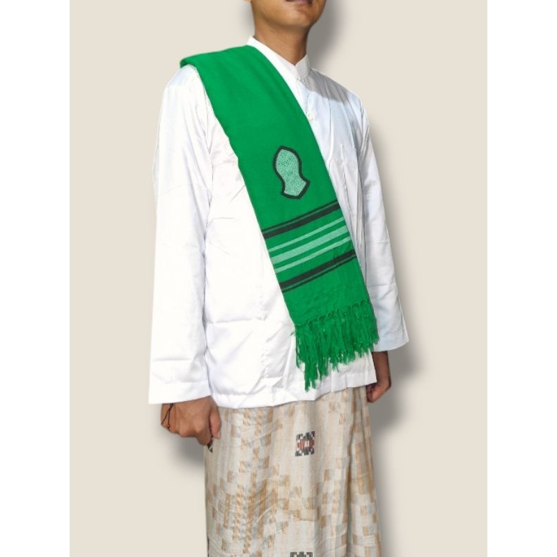 Sorban Rida Model Kashmiri Motif Terompah Warna Hijau