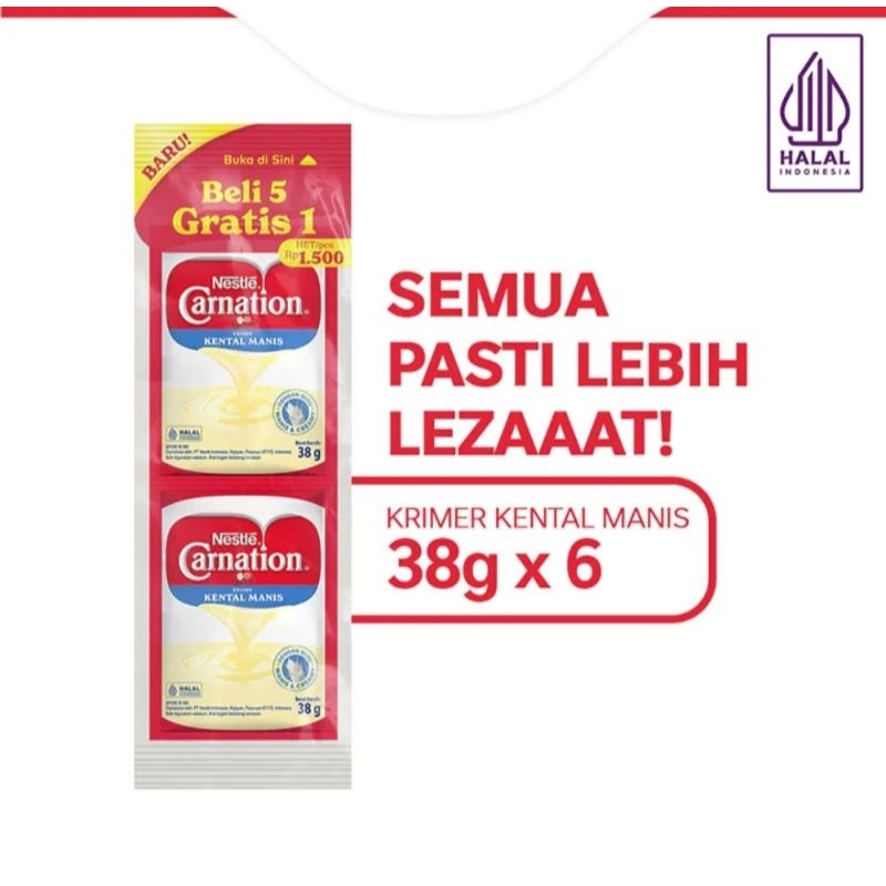 

Carnation krimer kental manis kemasan sachet 6x38gram