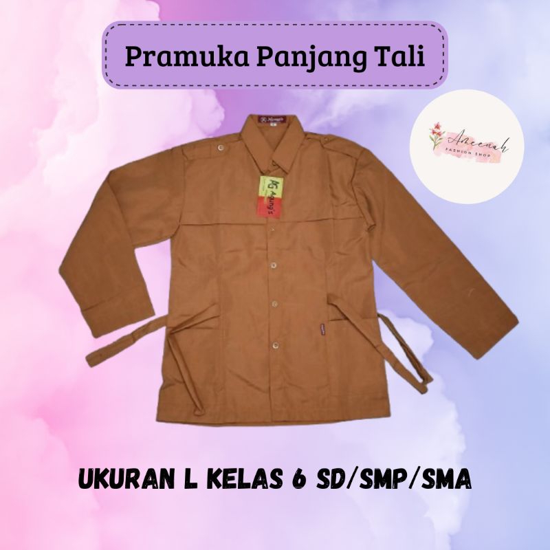 UKURAN L KELAS 6 SD/SMP/SMA Baju Pramuka Tali Lengan Panjang/Seragam Pramuka Tali Lengan Panjang/Pra