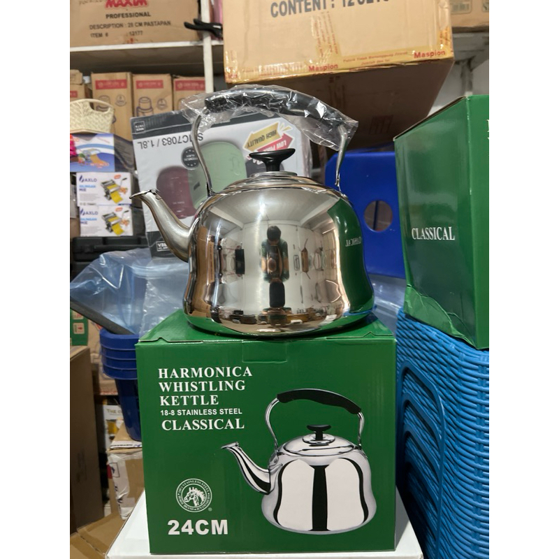 Green Horse Harmonica Whistling Kettle Teko Bunyi Stainless Steel 24cm 5 Liter