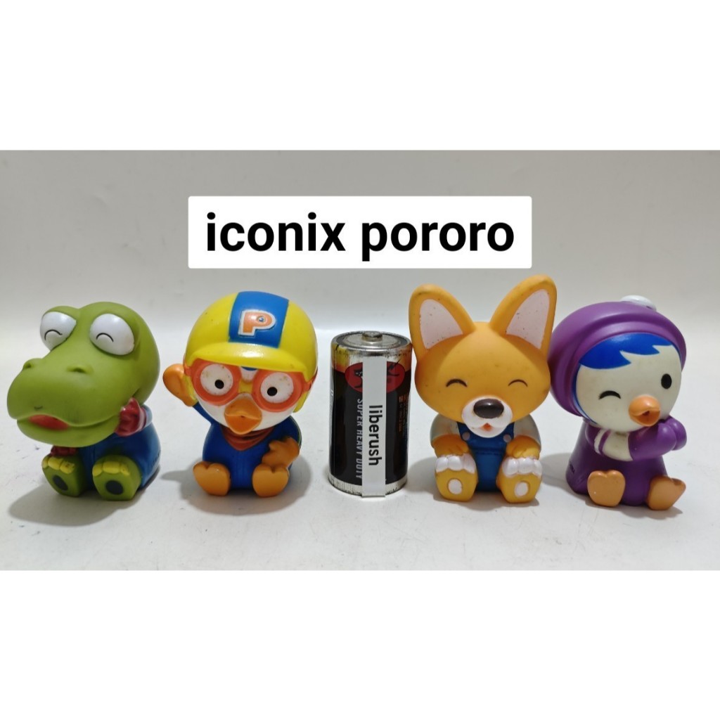 Set iconix pororo crong eddy petty rubber figure display collectible mainan karet anak