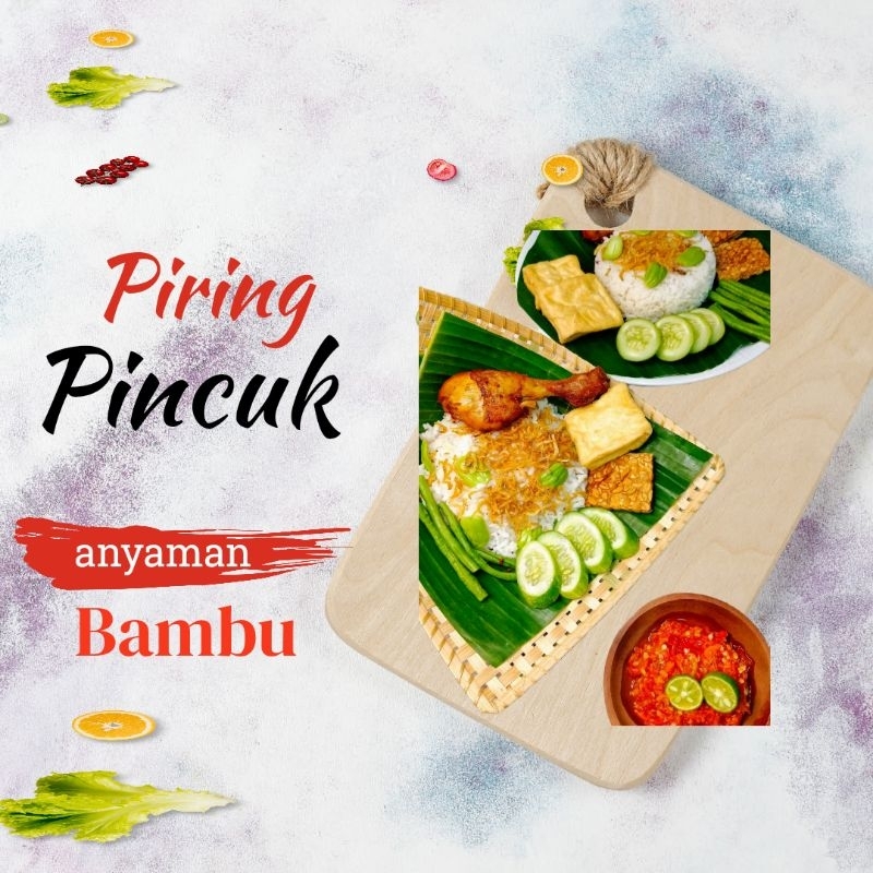 piring pincuk bambu SUPER /pincuk anyaman bambu/besek piring pincuk nasi pecel