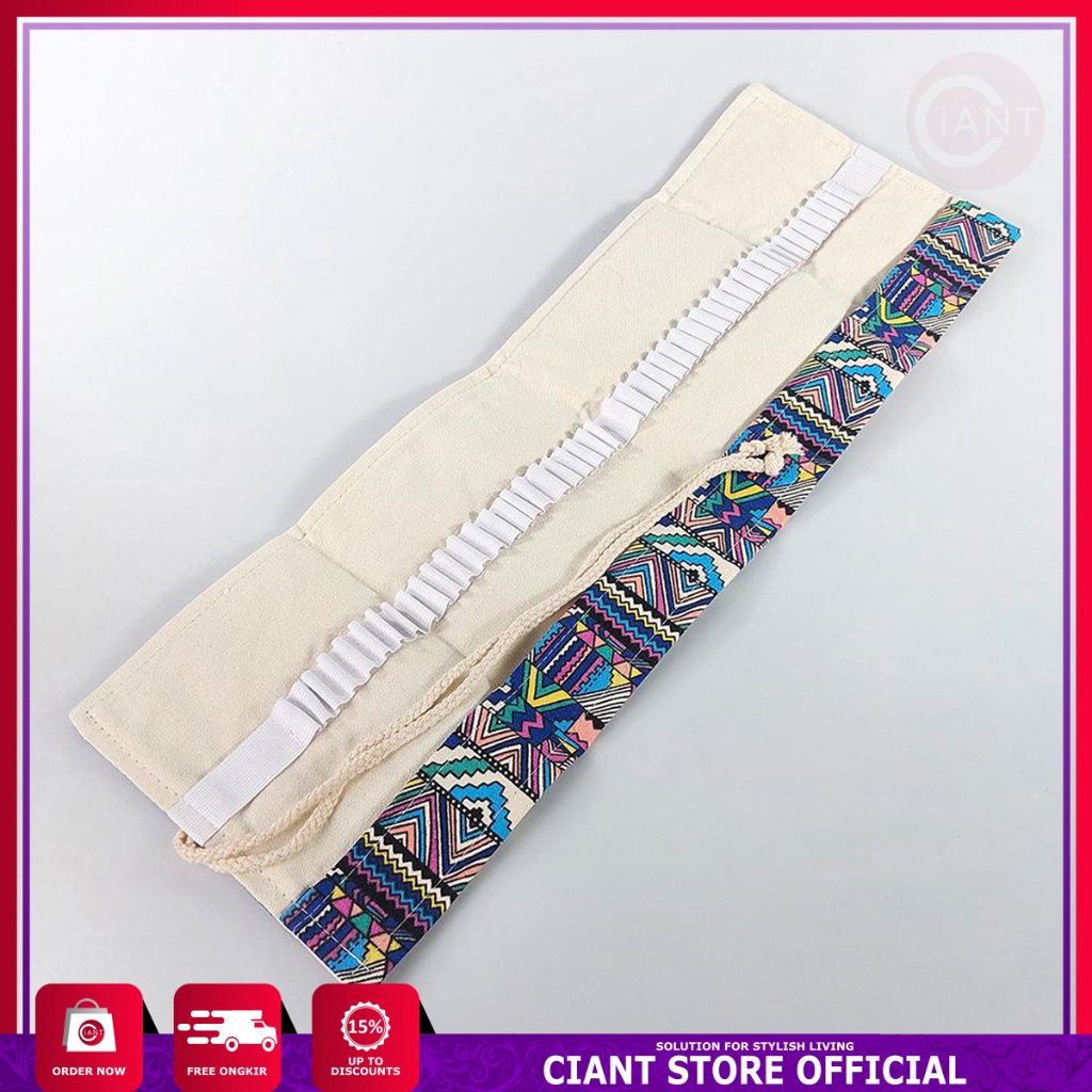 

TAS TEMPAT PENYIMPANAN PENSIL WARNA GULUNG STORAGE BAG ROLL CANVAS
