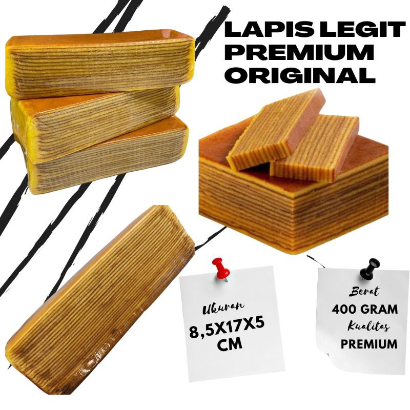 

Kue Lapis Legit Original Ukuran 8.5*17*5 cm berat 400 gr