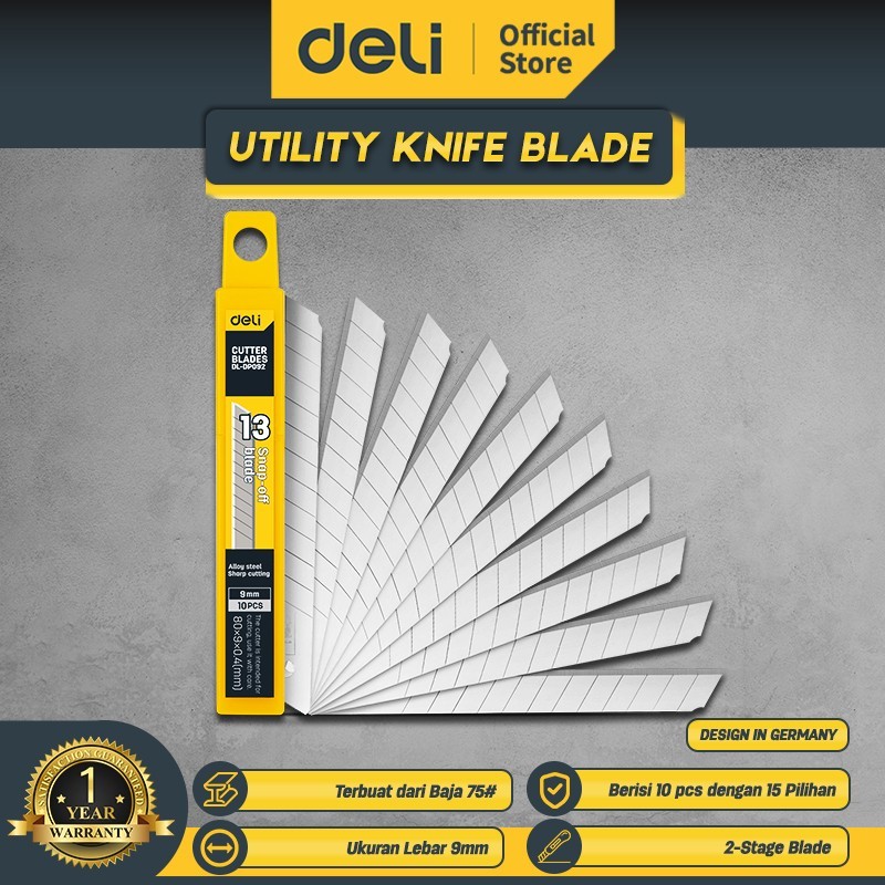 

Deli Isi Ulang Cutter 9 Mm SK4 10 Pcs Tajam & Anti Karat EDL-DP092