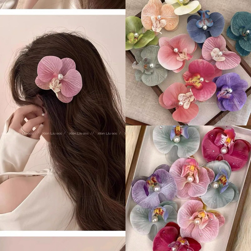 Jepitan Rambut Anggrek bulan / Jepit Bunga Hairclip / Flower Orchid Korean Style