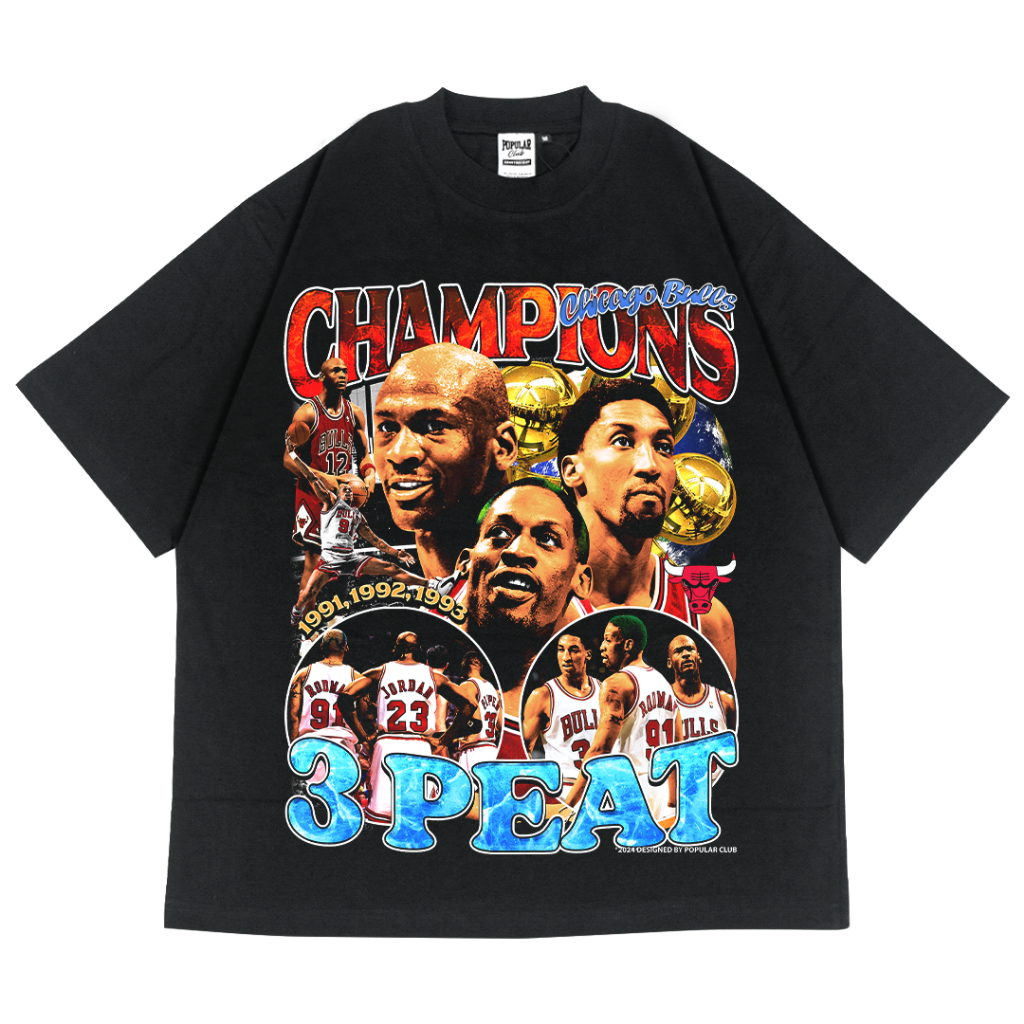 Chicago Bulls Champ Oversized Vintage T-Shirt – Black