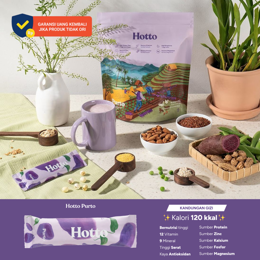 

HOTTO PURTO Multigrain Ubi Ungu + Oat | Tinggi Serat Rendah Gula | Menu Sehat Puasa | 5 Sachet