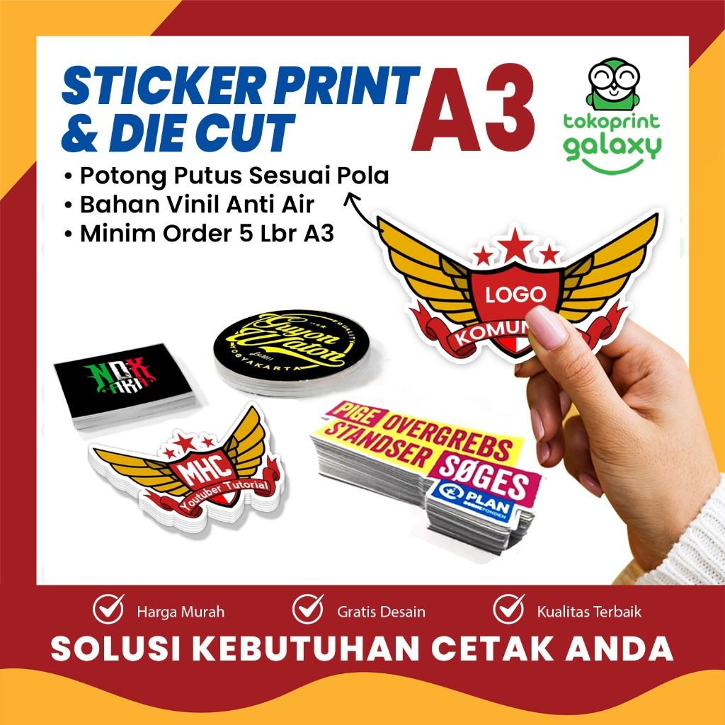 Sticker Die Cut A3 Custom Free Desain