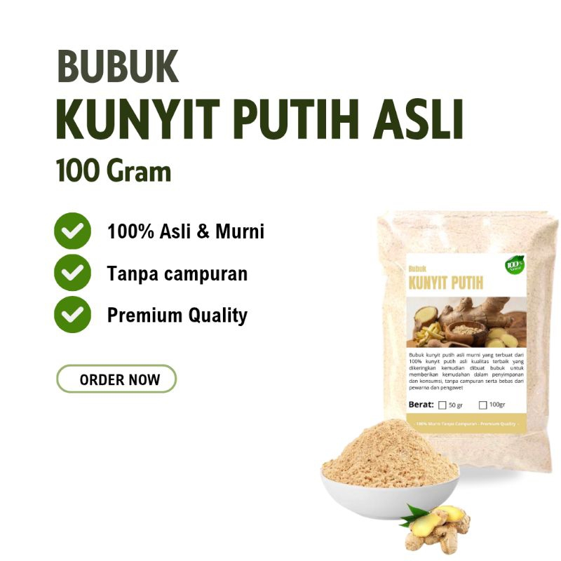 

100gr Kunyit Putih Bubuk Asli Murni 100% Original -Kunir putih/kunyit putih bubuk