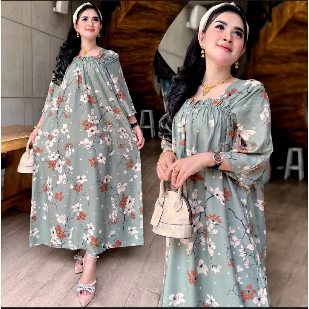 Sekdres Fuji Jumbo Sakura Dres Viral Motif Bunga Fashion Wanita