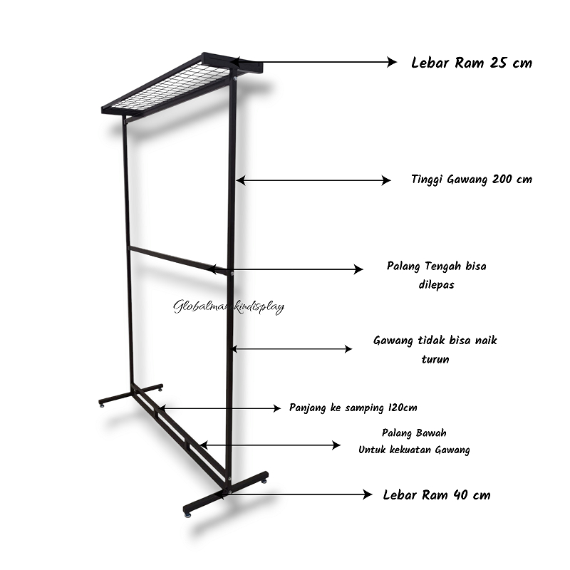 Gantungan Gawang Baju + Ambalan | Display Toko Lebih Rapi & Praktis