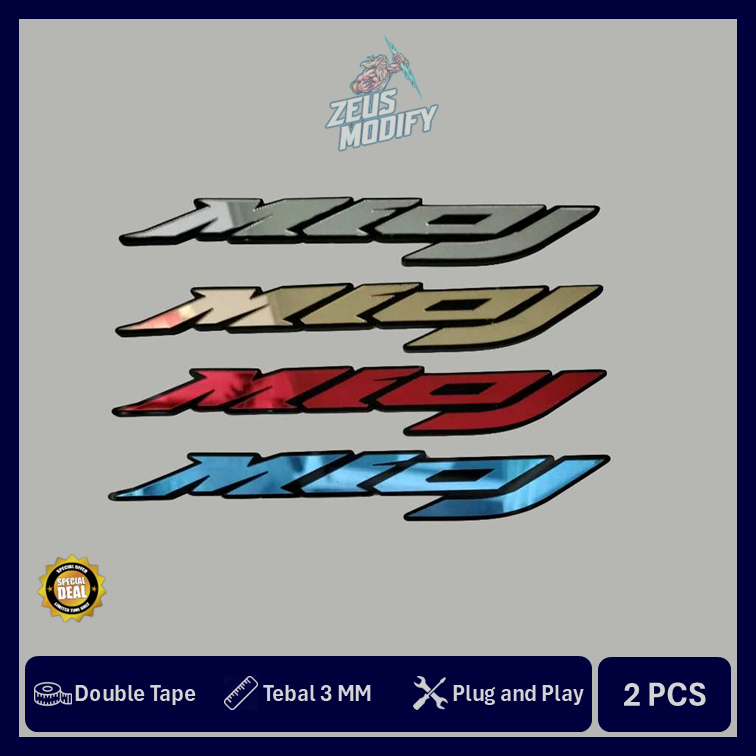 EMBLEM MIO J TIMBUL AKRILIK BUKAN STIKER AKSESORIS MOTOR 2PCS