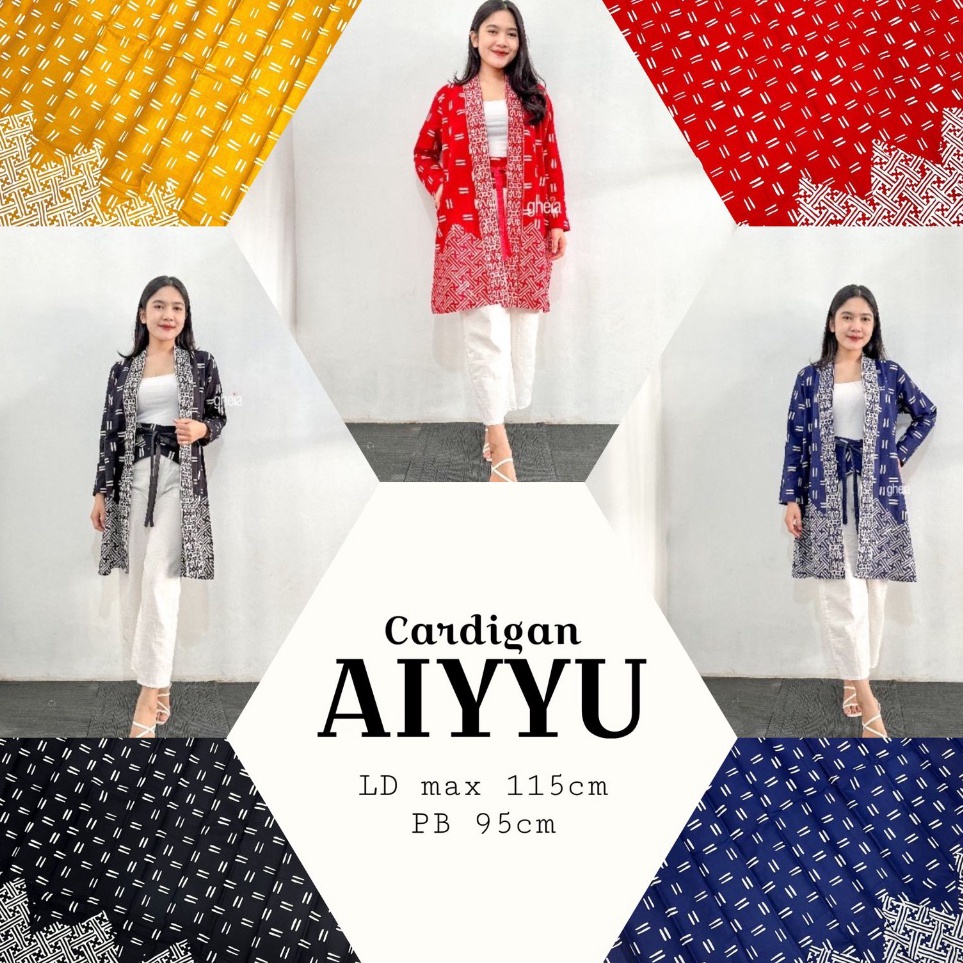 KODE P67P PREMIUM  XXL XXXL Kardigan Lengan Panjang dan Obi Belt Aiyyu Batik Asli Cap Garutan Motif 