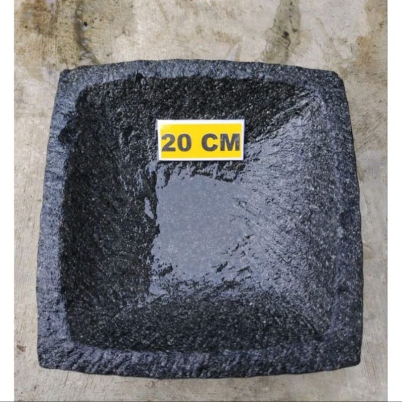 COBEK KOTAK 20CM BATU ASLI PAHAT