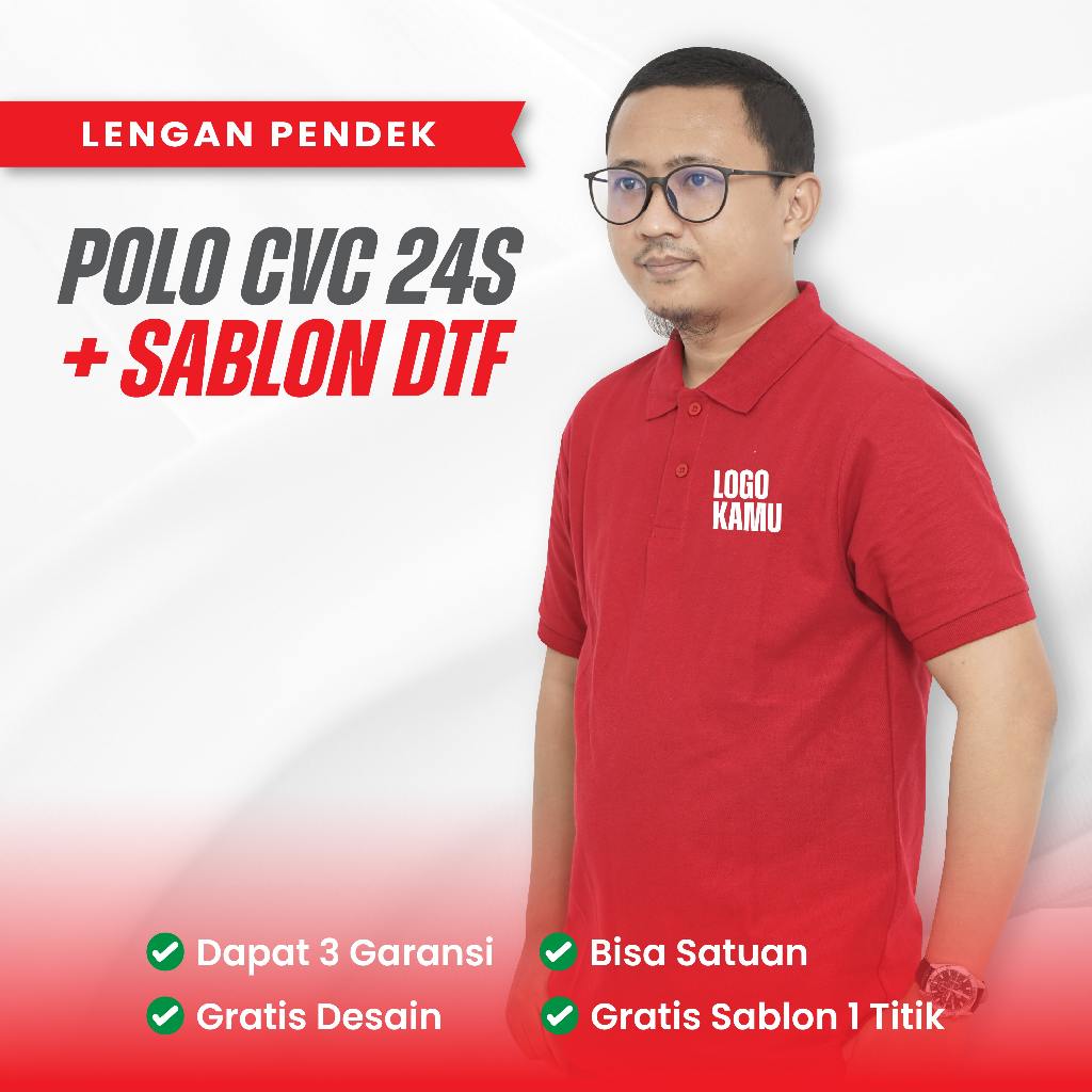 KAOS POLO CVC 24S CUSTOM SABLON SATUAN | SERAGAM KERJA KARYAWAN TOKO/KANTOR | BAJU KERAH