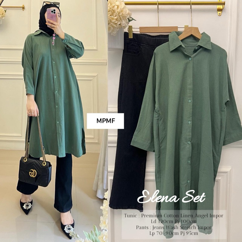 COD= NO CANCEL• Elena Set by MPMF• Setelan Tunik Celana Cutbray Best Seller