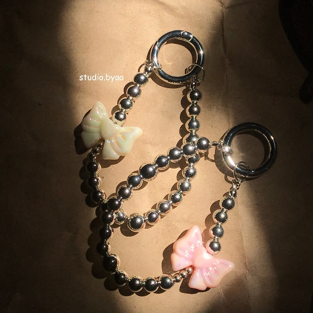 BAG CHARM / Silver Bow Bag Charm / Silver Keychain / Manik Korea / Aksesori Aesthetic