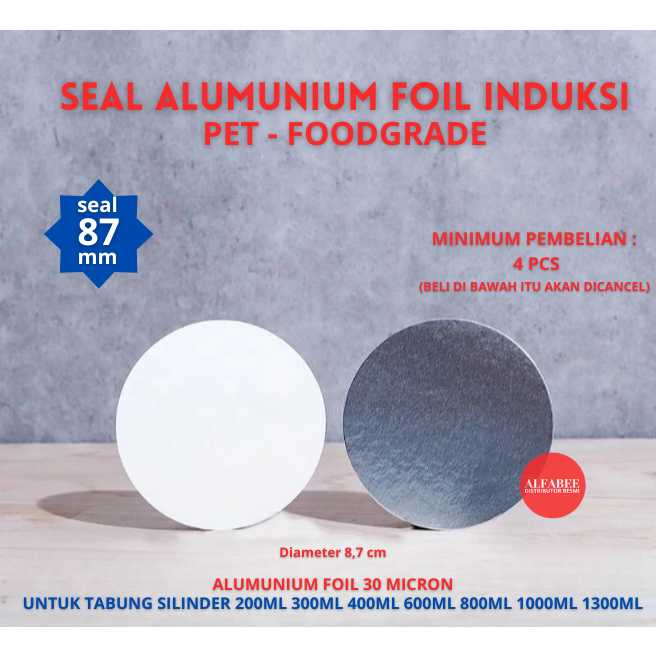 SEAL ALUMUNIUM 87MM SEGEL TOPLES TABUNG SEAL INDUKSI 87 MM