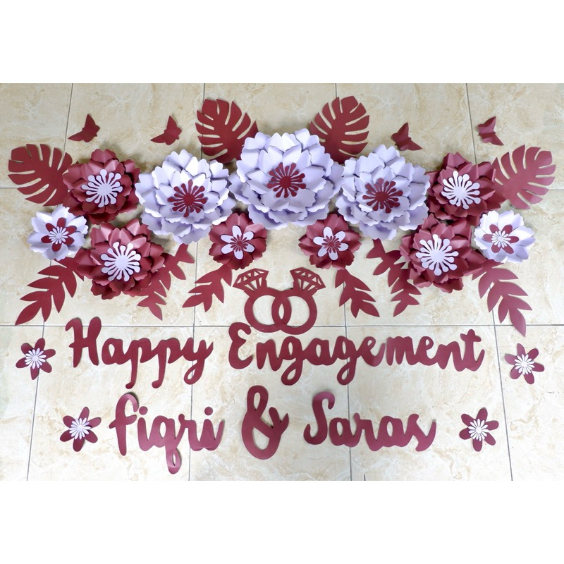 ready Paper flower dekorasi bunga kertas backdrop lamaran dekorasi tunangan tukar cincin engagement 